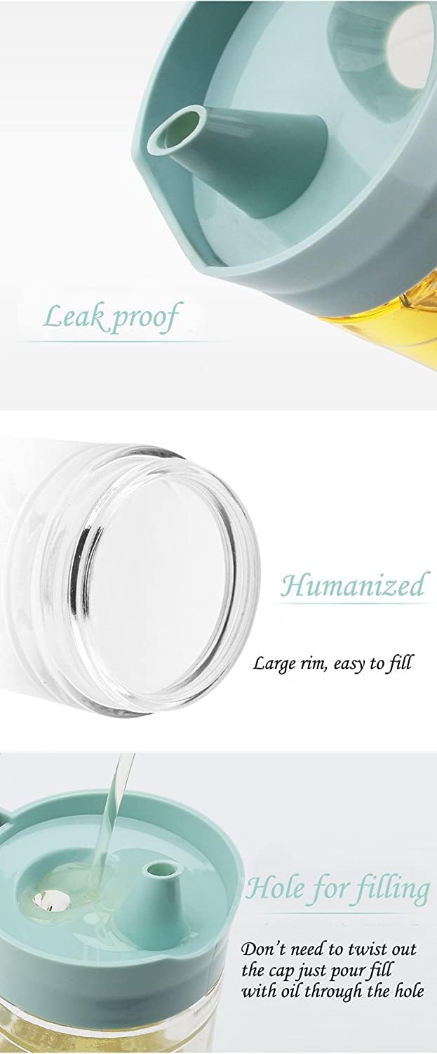 TENTA KITCHEN Olive Oil Vinegar Syrups Bottle Dispenser Cruet - 550ml(18.6 Oz) Oil Bottle Glass With No Drip Plastic Bottle Spout And Protective Cap(Green 1PC)