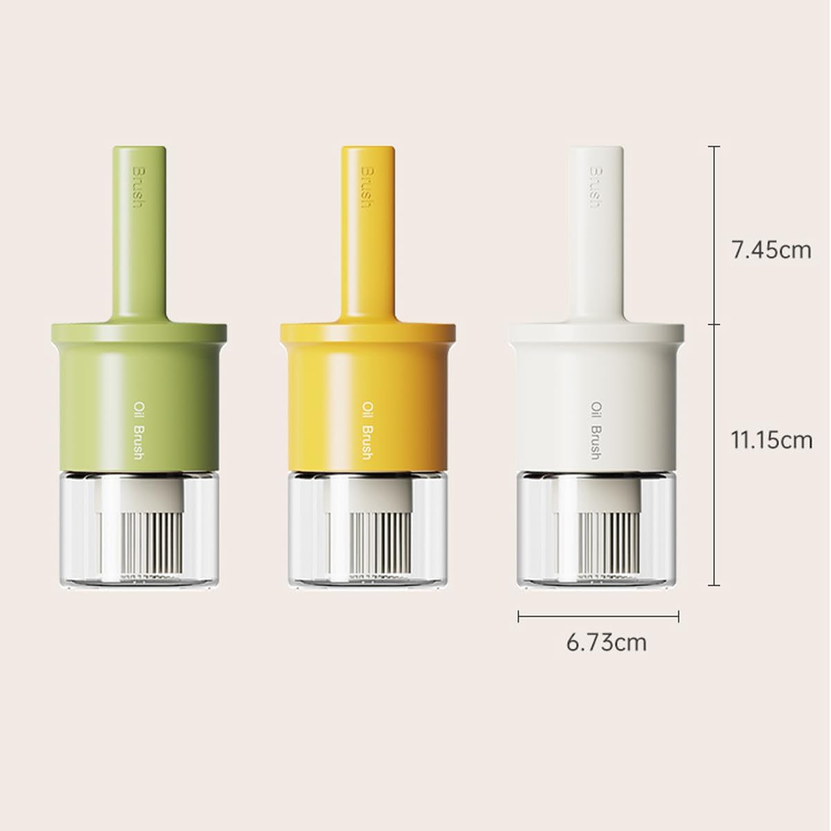 Glass Oil Dispenser with Heat Resistant Brush,Oil Dispenser Bottle with Silicone Pastry Brush for Kitchen,Cooking Vinegar and Sauce BBQ Grill Frying (Oil Dispenser-Green&Yellow)