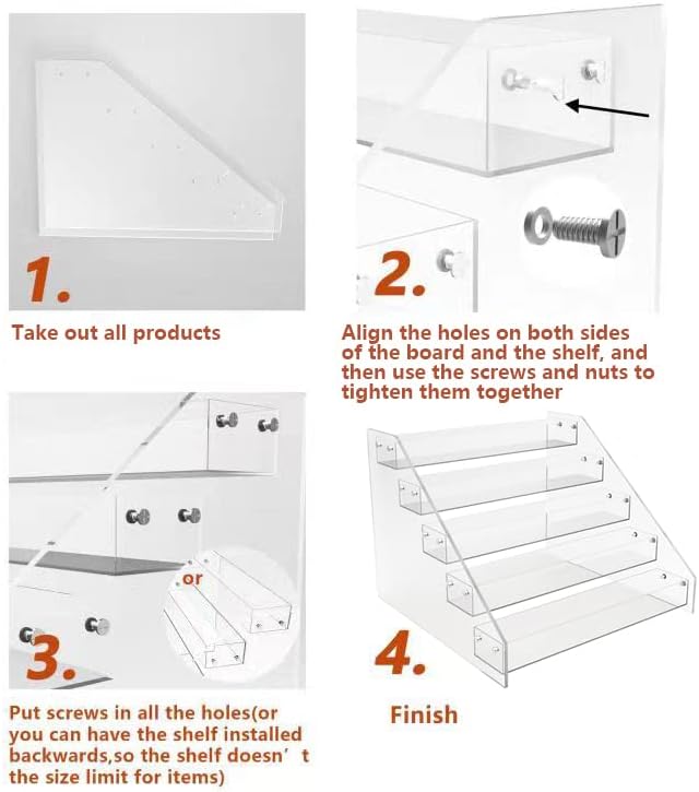 PMMASTO Widen Tiered Spice Rack, Seasoning Organizer, Clear Acrylic Vertical Shelves Can Organizer for Countertop, Cabinet, Pantry, Kitchen Organization and Storage - 5 Tier