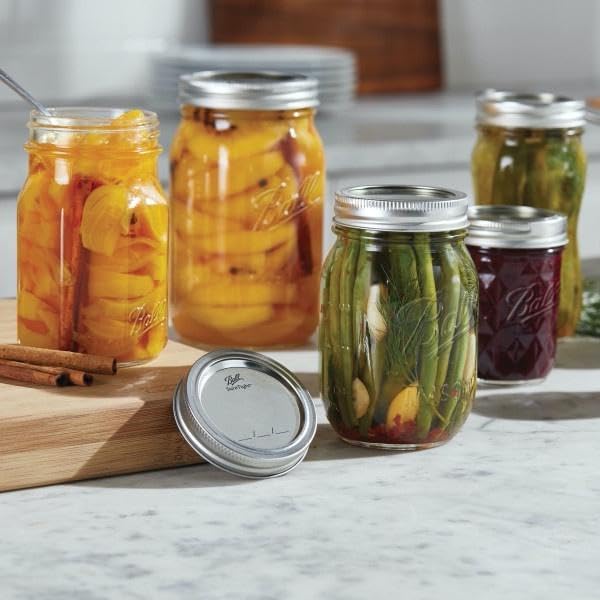 Ball Wide Mouth Glass Mason Jars with Lids and Bands, Used for Canning, Pickling, Juice, Jam, Jelly, Quart Size 32 Ounce (Pack of 2)