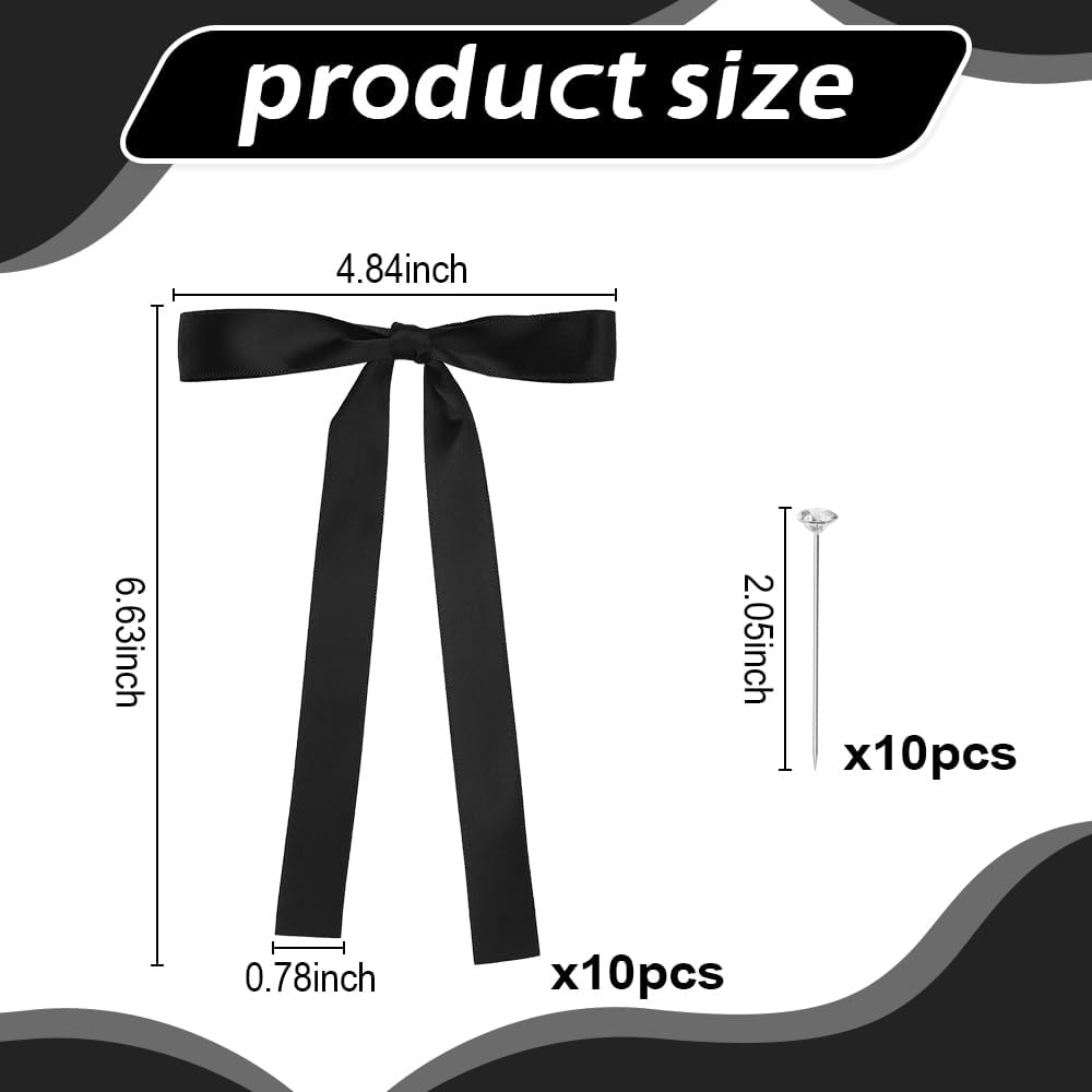 Bow Cake Toppers, 10 Pcs Large Black Bows Cupcake Toppers Themed Party Decorations, Black Birthday Cake Decorations for Wedding Baby Shower Party Supplies