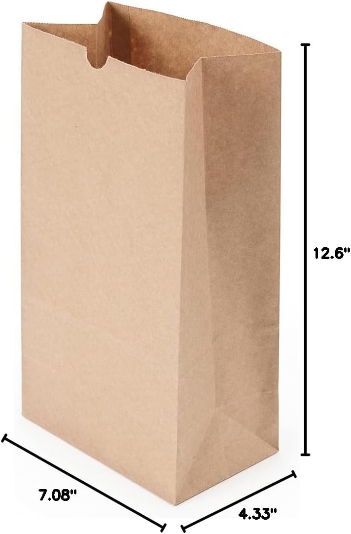 Restaurantware Bag Tek 12 LB Disposable Lunch Bags 100 Sturdy Take-Out Bags - Flat Bottom Great For Restaurants Cafes And Bakeries Brown Kraft Popcorn Bags