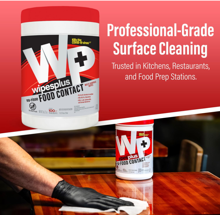 No-Rinse Kitchen & Food-Contact Safe Wipes — Unscented Multi-Surface (100 Count)