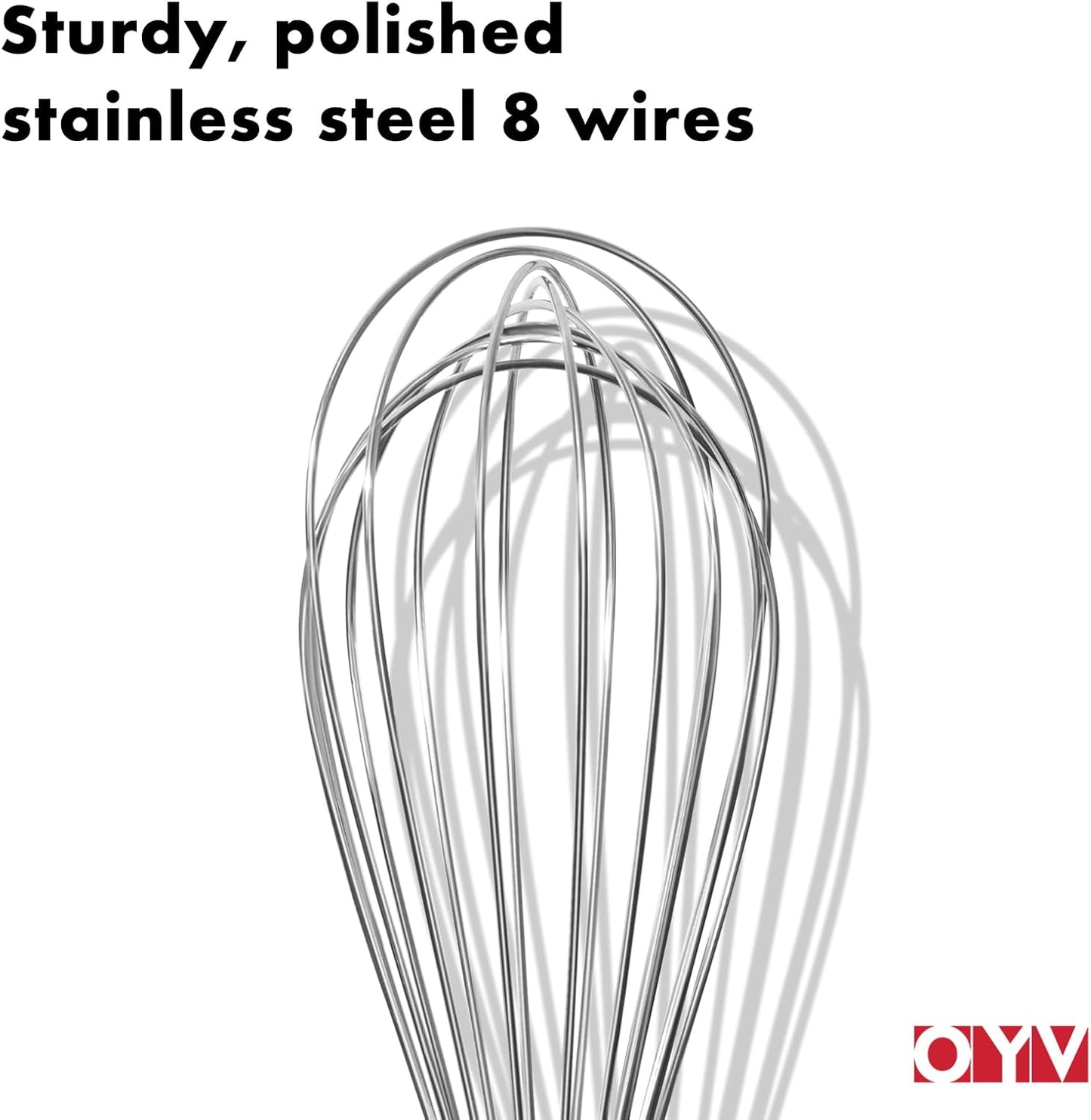 18/10 Stainless Steel Whisk, Ergonomic Handle, Dishwasher Safe Metal whisk, Professional Whisk for Kitchen Cooking, Perfect for Blending, Whisking, Baking, and Beating, 10-Inch Wire Wisk
