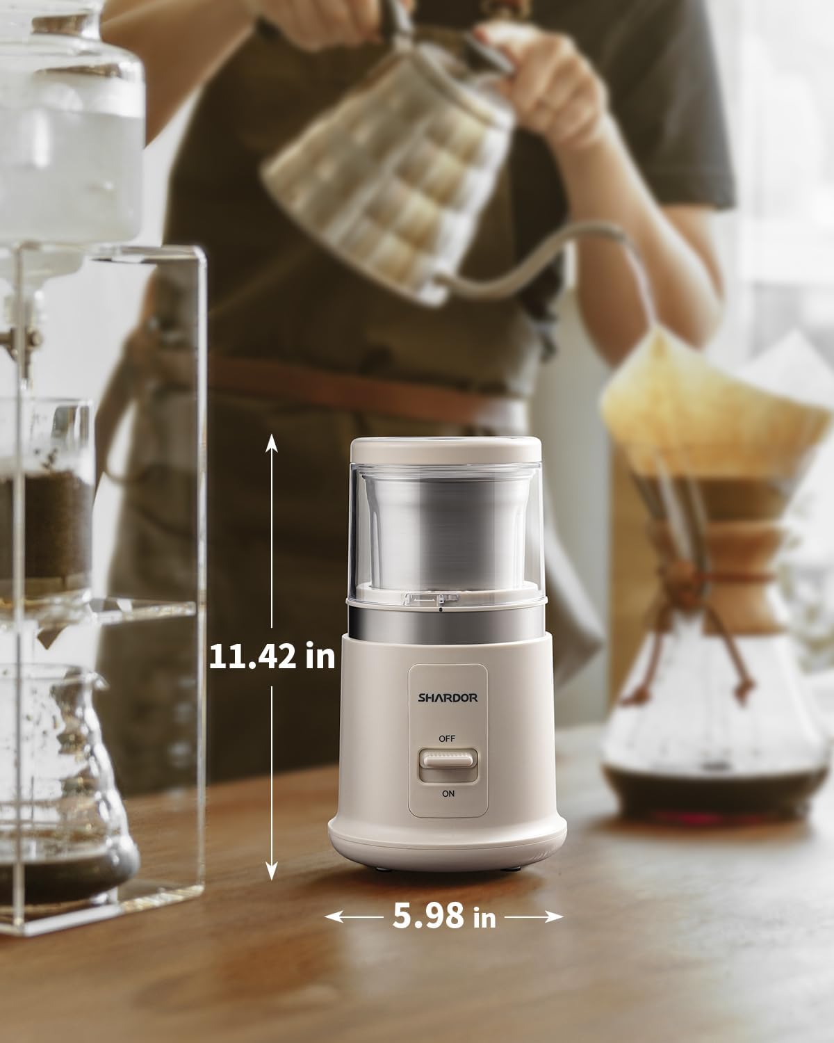 SHARDOR One Touch Coffee Grinder Electric, Spice, Herb, For Coffee Bean Spices and Seeds with 1 Removable Stainless Steel Bowl, Dry Grinder, White