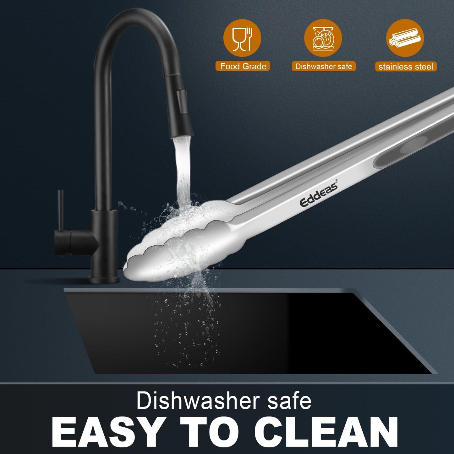 Tongs For Cooking - Heat Resistant 600 Degrees Stainless Steel Kitchen Tong,Heavy Duty Metal Locking Tongs - Perfect for Food, BBQ set of 3 (7",9" and 12") Grey