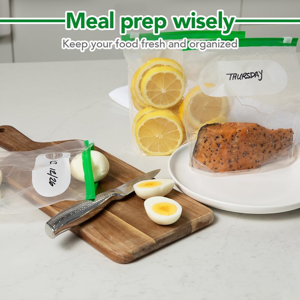 Pint Slider Storage Bags 200 Pack — Reusable Freezer Bags with Expandable Bottom, BPA Free, Microwave Safe, Clear Pint Food Storage Bags