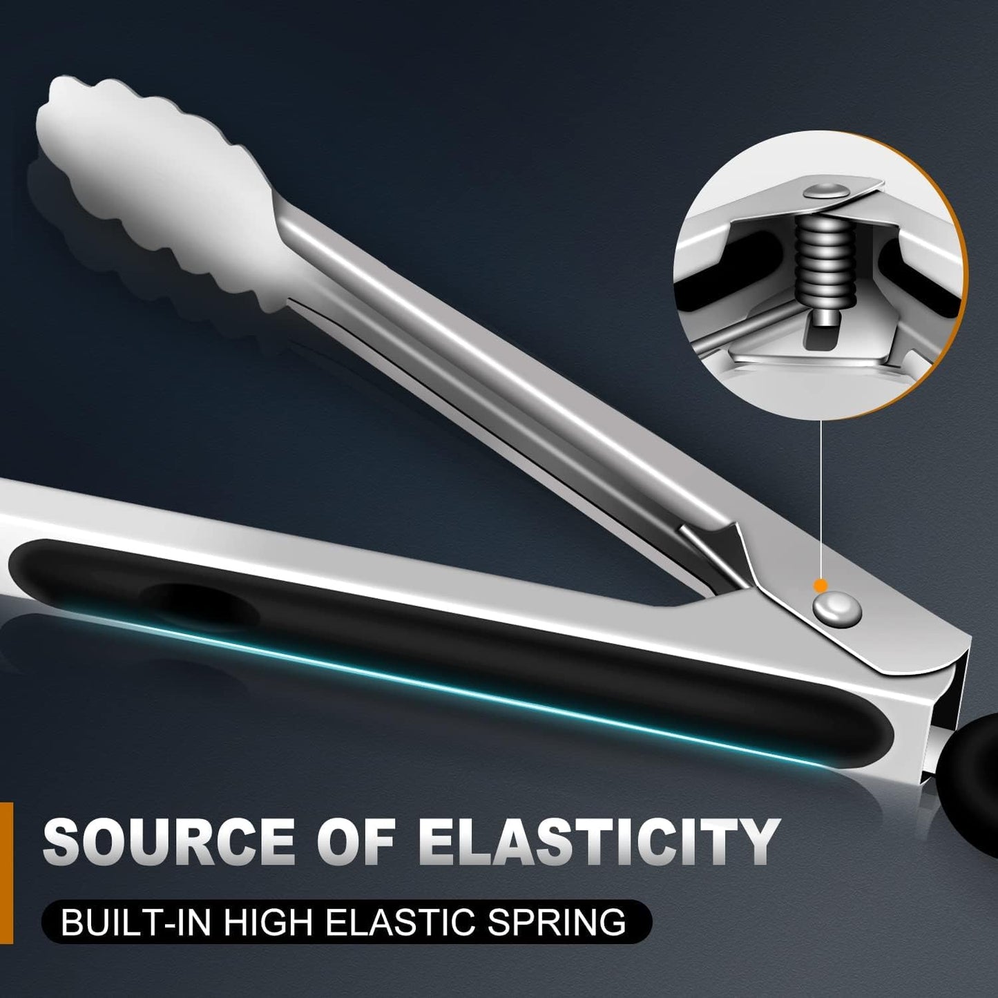 Grill Tongs, Bbq tongs - 12" and 17 Inch Extra Long Kitchen Tong, Heat Resistant 600 Degrees Stainless Steel tongs, Metal Locking Tong for Cooking, Grilling, Outdoor Barbecue, Set of 2