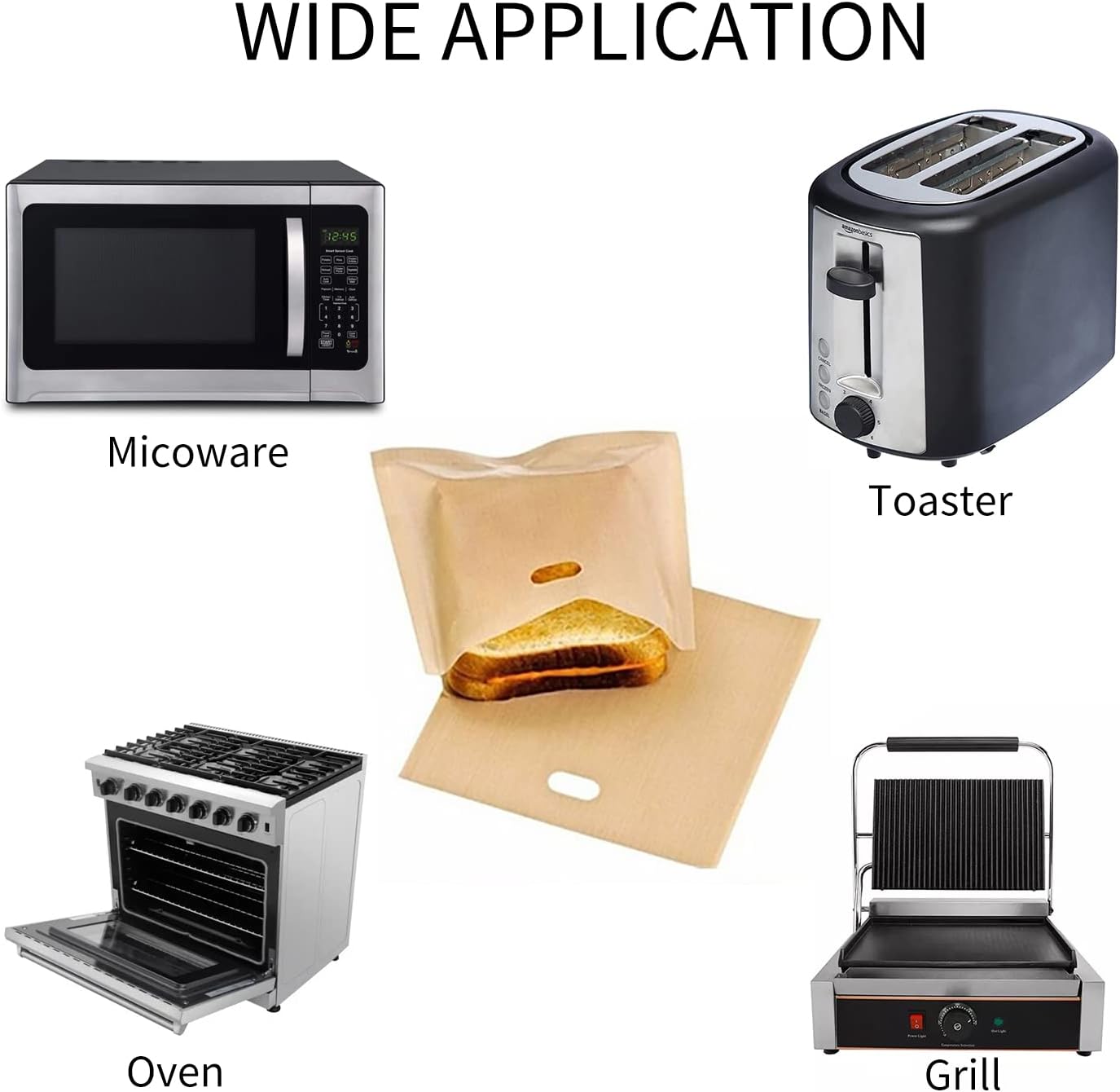 12 Pack Toaster Bags Nonstick Reusable Easy to Clean for Grilled Cheese Sandwiches Toast Bread Snacks (12)