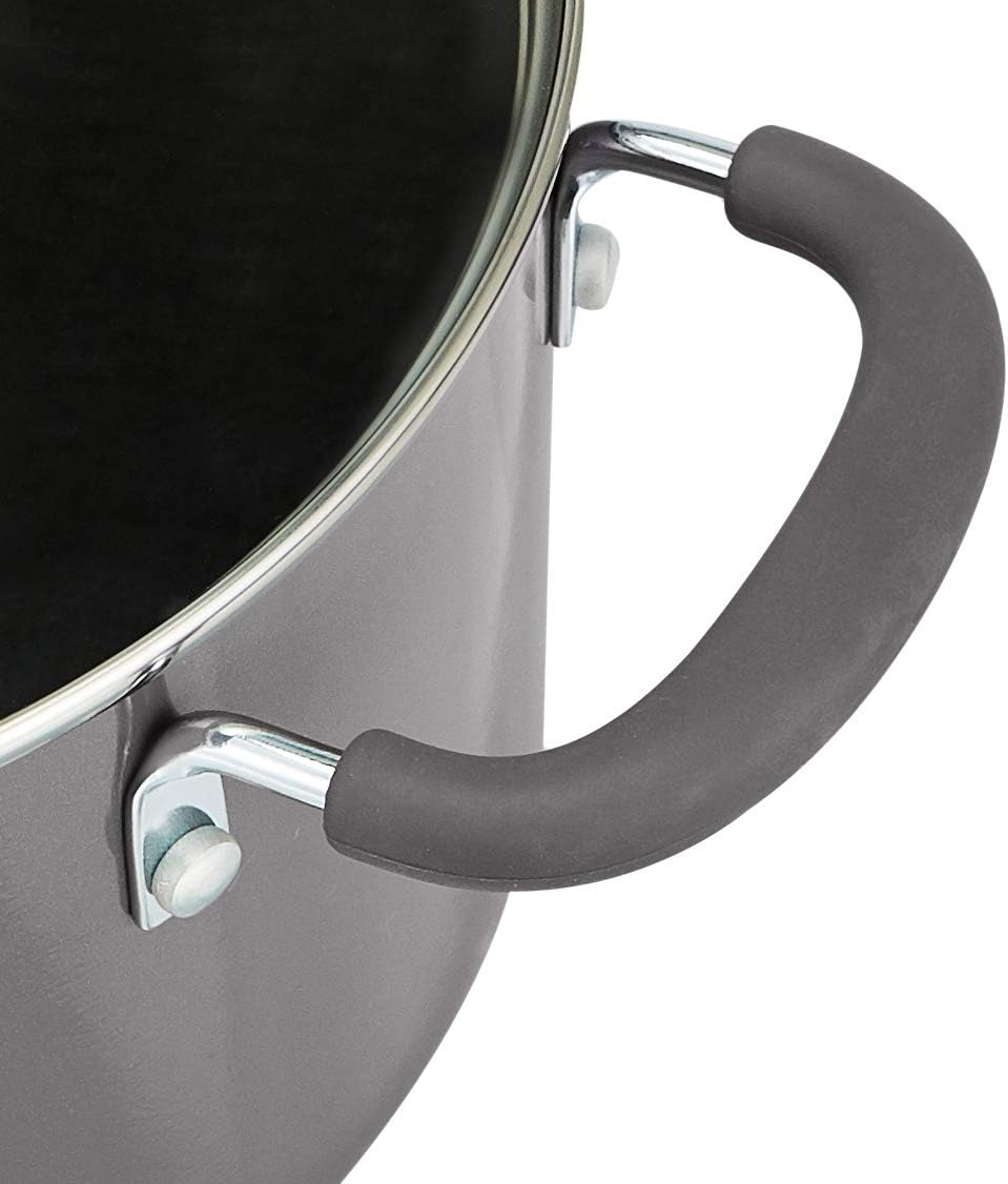 Amazon Basics Ceramic Non-Stick 12-Piece Cookware Set, Gray - Pots, Pans and Utensils