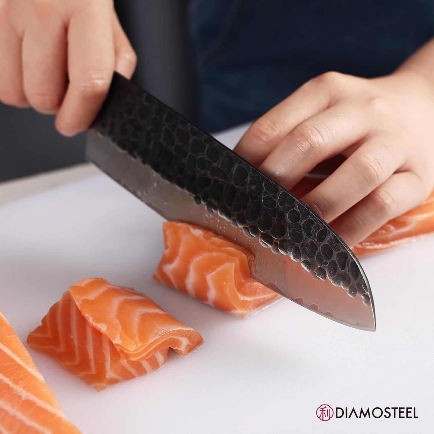 Kitchen Knife Set - 3 Pieces Knives Set for Kitchen High Carbon 9CR18MOV Steel, Hammered Black Oxide Blade & Pakkawood Handle - Profession Chef Knife Set Elegant Holiday Gift for Chefs