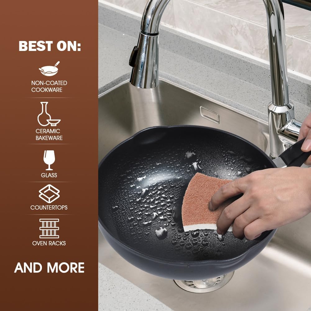 Orighty Non-Scratch Scrub Sponge, 24-Pack, Cellulose Kitchen Scrubber Sponges, Ideal for Kitchen Cleaning, Non-Stick Cookware, Washing Dishes, Bathroom, and Household