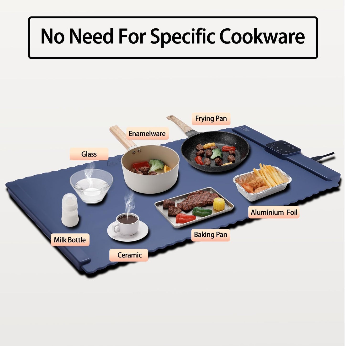 Electric Warming Tray,Food Warming Mat with 5 Temperature Settings,Rollable & Portable Silicone Fast Heating Tray Food Warmer For Parties,Restaurants,Buffet,Sabbat,Home Everyday Use(Blue)