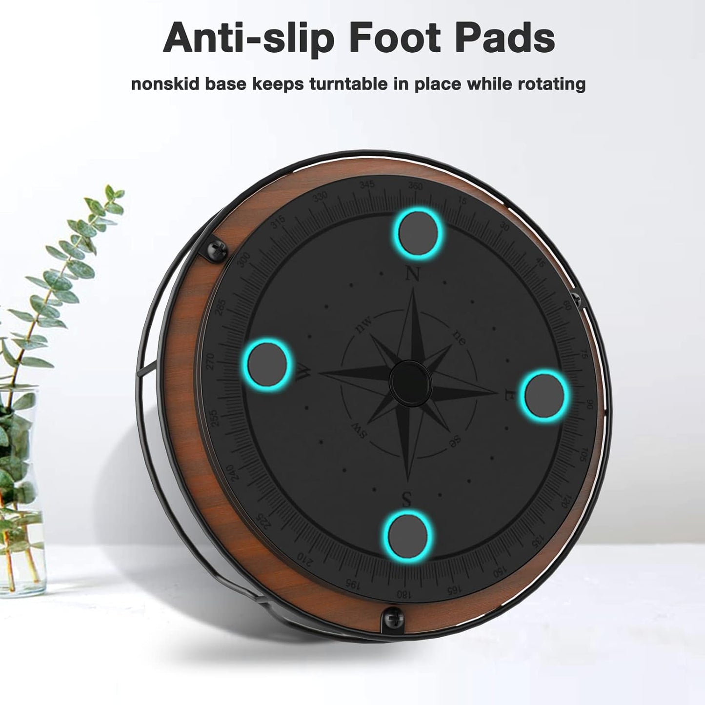 Lazy Susan Turntable Organizer for Cabinet Pantry Kitchen Countertop Refrigerator Cupboard, Pine Wood, 9", Brown