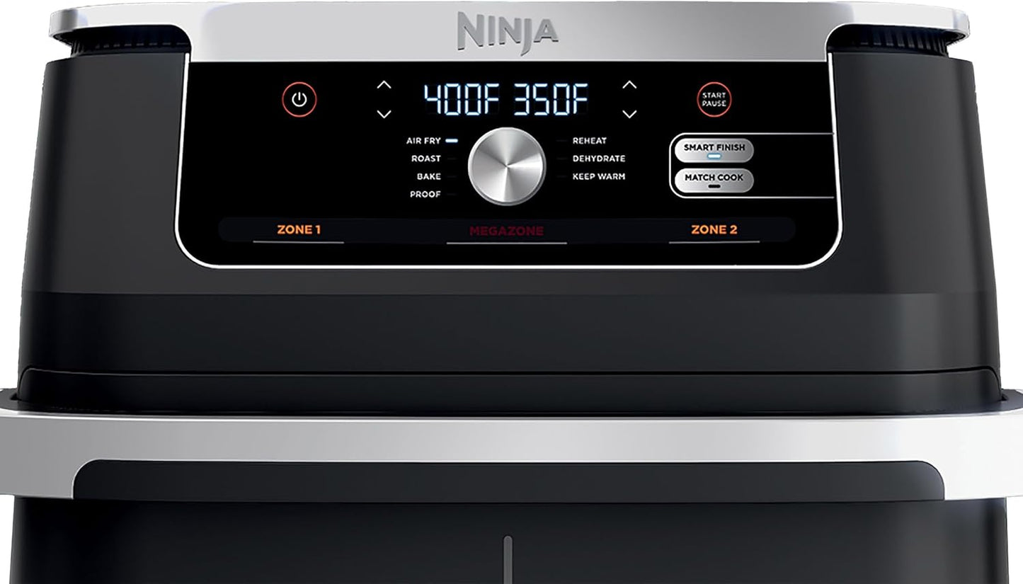 Ninja Foodi 11 Quart 7-in-1 MegaZone XL FlexBasket Air Fryer, Basket Divider for Full Meals, Air Fry, Roast, Grey (Renewed)