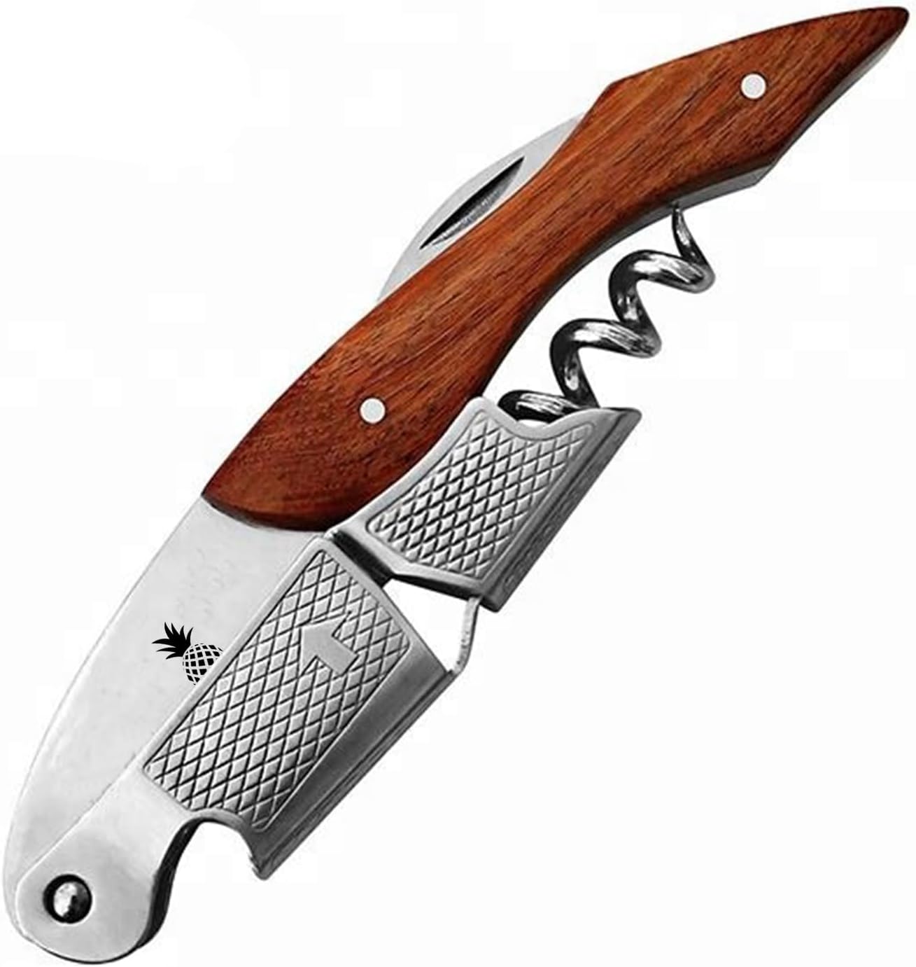 Pineapple Professional Corkscrew Wine Bottle Opener with Foil Cutter Wine Key for Waiters, Servers, Bartenders, Sommeliers, Wine Lovers (Cherry Oak)
