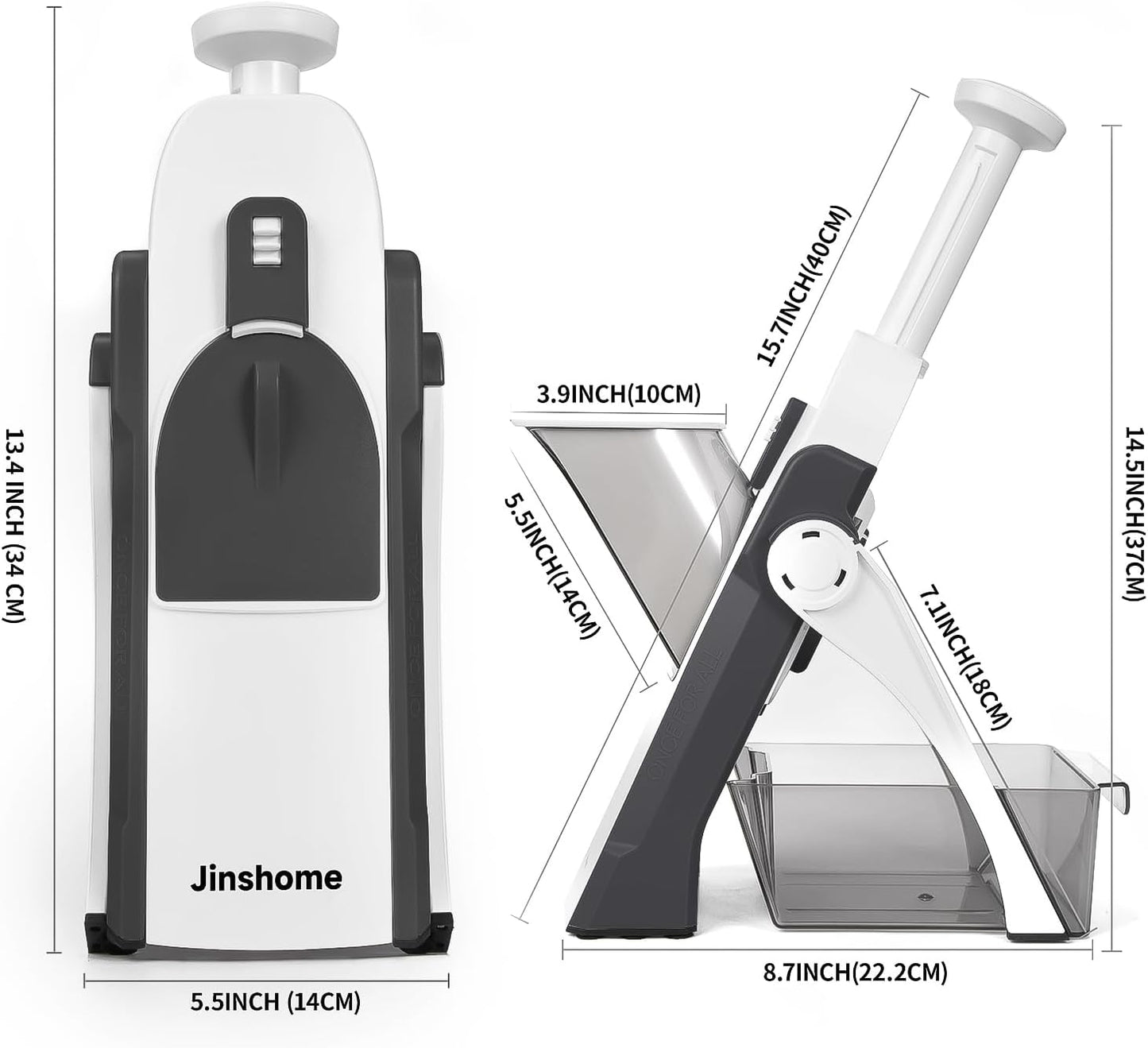 Mandoline Slicer/Veggie chopper for Kitchen &Safe Vegetable Chopper & Adjustable mandoline slicer.Easy to clean/storage/No need to replace the blade/safe and does not hurt your hands, gray
