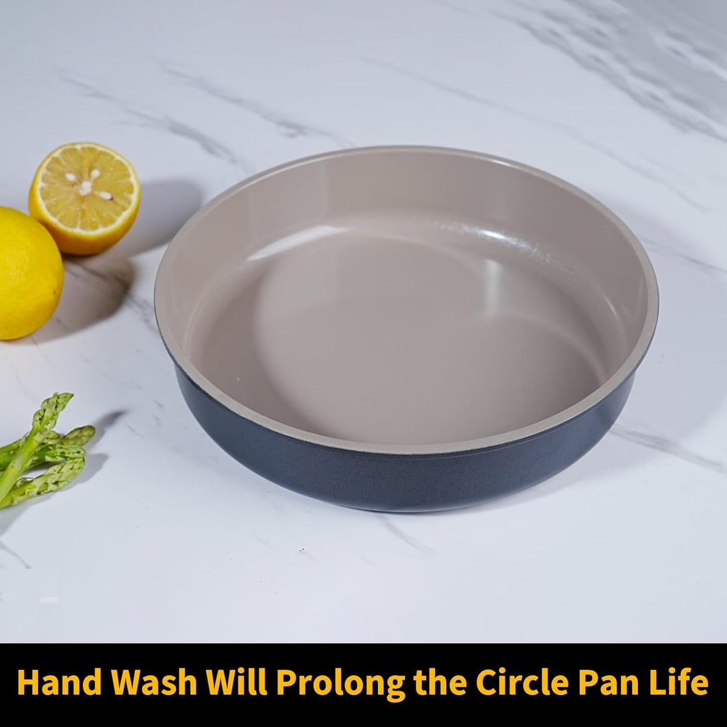 9.5 Inch Round Cake Pan,Cast Aluminum Bakeware Ceramic Nonstick for Cake Baking,Oven and Dishwasher Safe(Black)