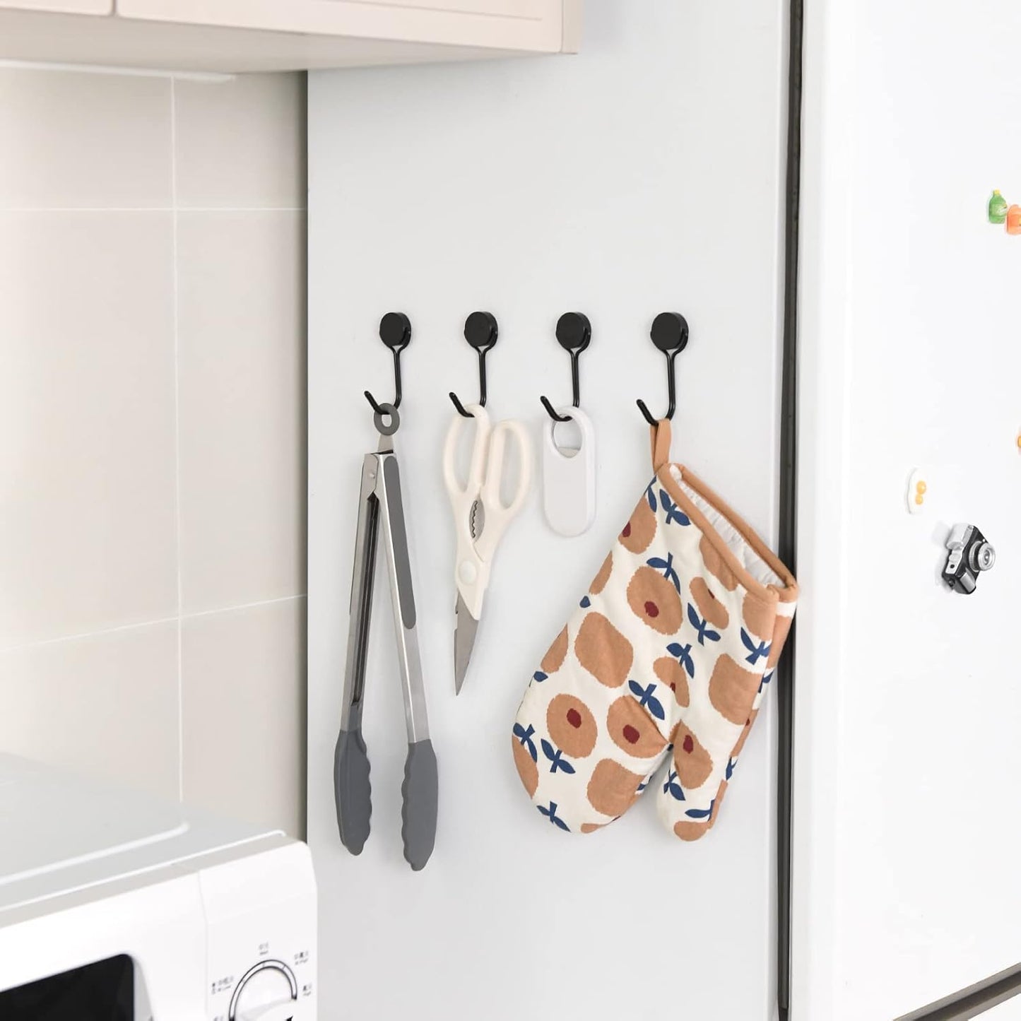 Magnetic Hooks, Magnet Hooks for Cruise Refrigerator Grill,Strong Magnets with Hooks for Home Kitchen, Garage Key Holder,8pack (Black,0.9in-1 15Lbs)