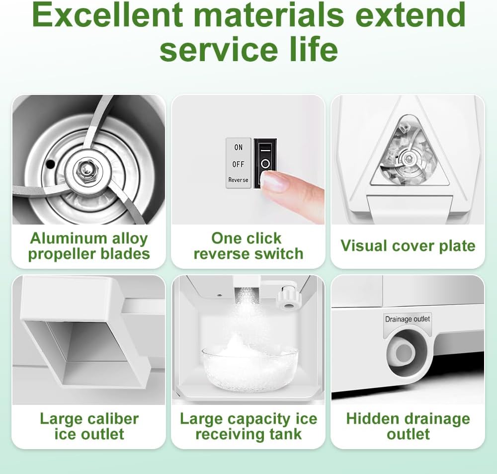 Electric Snow Cone Machine, 250W Shaved Ice Machine, Thickness Adjustable Ice Shaving Machine 265LBs/hr Rotate Speed & Strong Power for Home and Parties Events Snack Bar(2.6Qt)