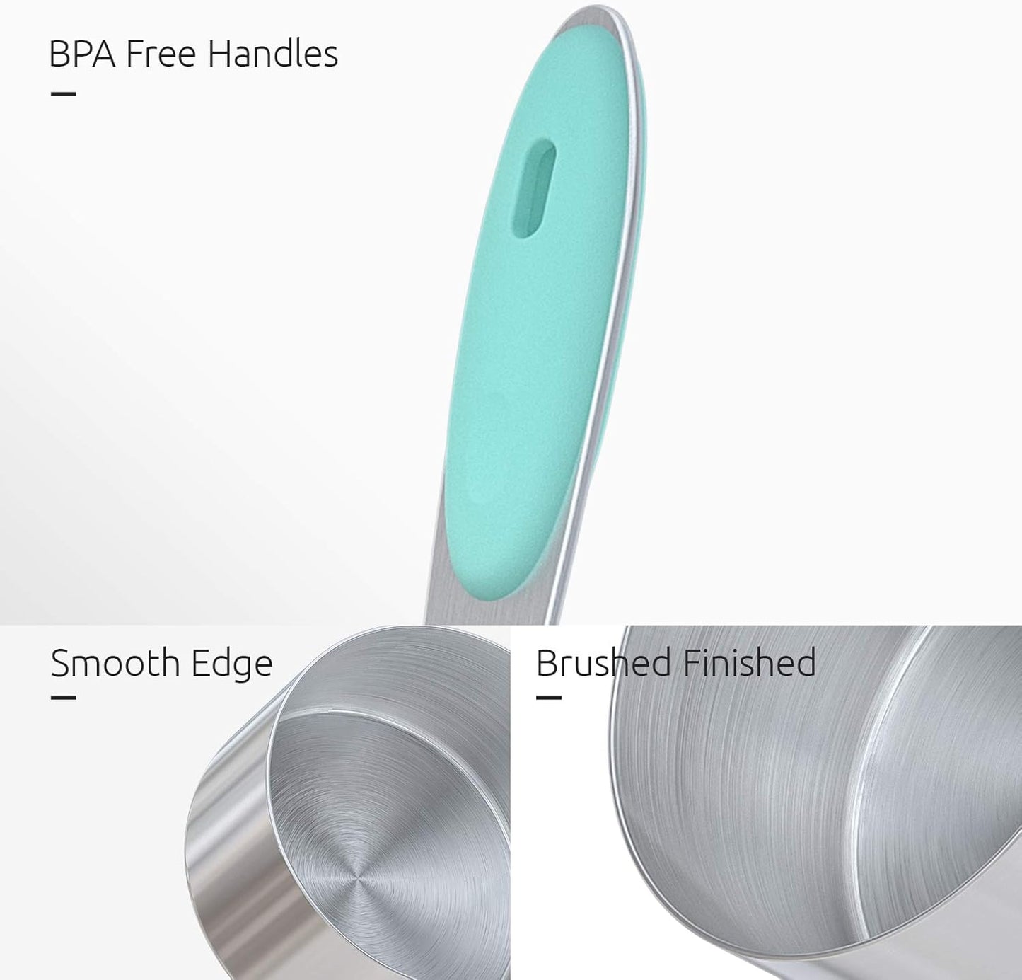 Measuring Cups : U-Taste 18/8 Stainless Steel Measuring Cups and Spoons Set of 10 Piece, Upgraded Thickness Handle(Aqua Sky)