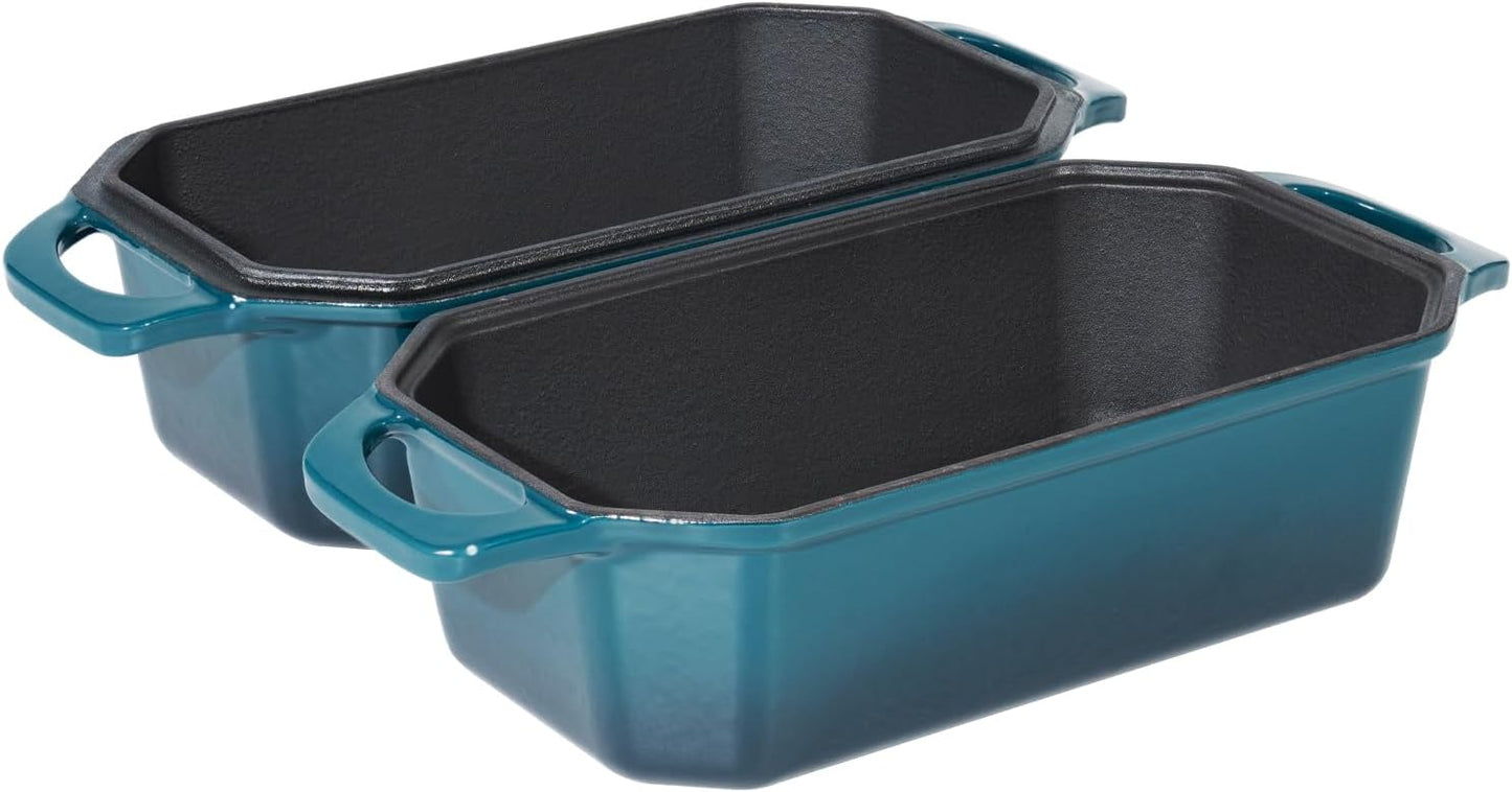 Bread Pan Cast Iron Loaf Pan with Lid Bread Loaf Pan 9x5 Inch Loaf Pan Enameled Cast Iron Sourdough Loaf Pan, DarkCyan