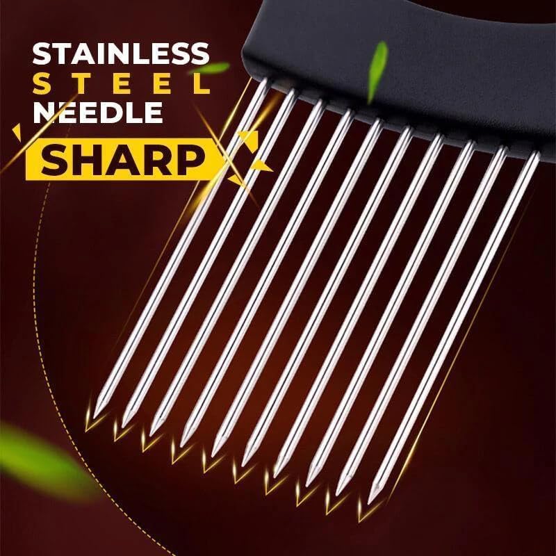 2025 Upgraded Onion Slicer, Onion Holder Chopper for Slicing, Chopper Slicer Assistant Tool, Cutter for Slicing of Meat, Potato, Tomato Kitchen Gadgets (2, Black)