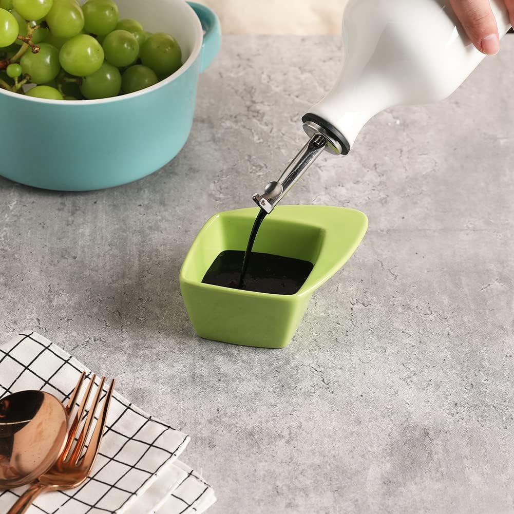 Sweejar Ceramic Olive Oil Dispenser Bottle, 20 Oz Relief Opaque Oil Cruet Protects Oil To Reduce Oxidation, Suitable for Storage Oil, Vinegar, Soy Sauce, Coffee Syrup, Liquids, Set of 1 (Red)