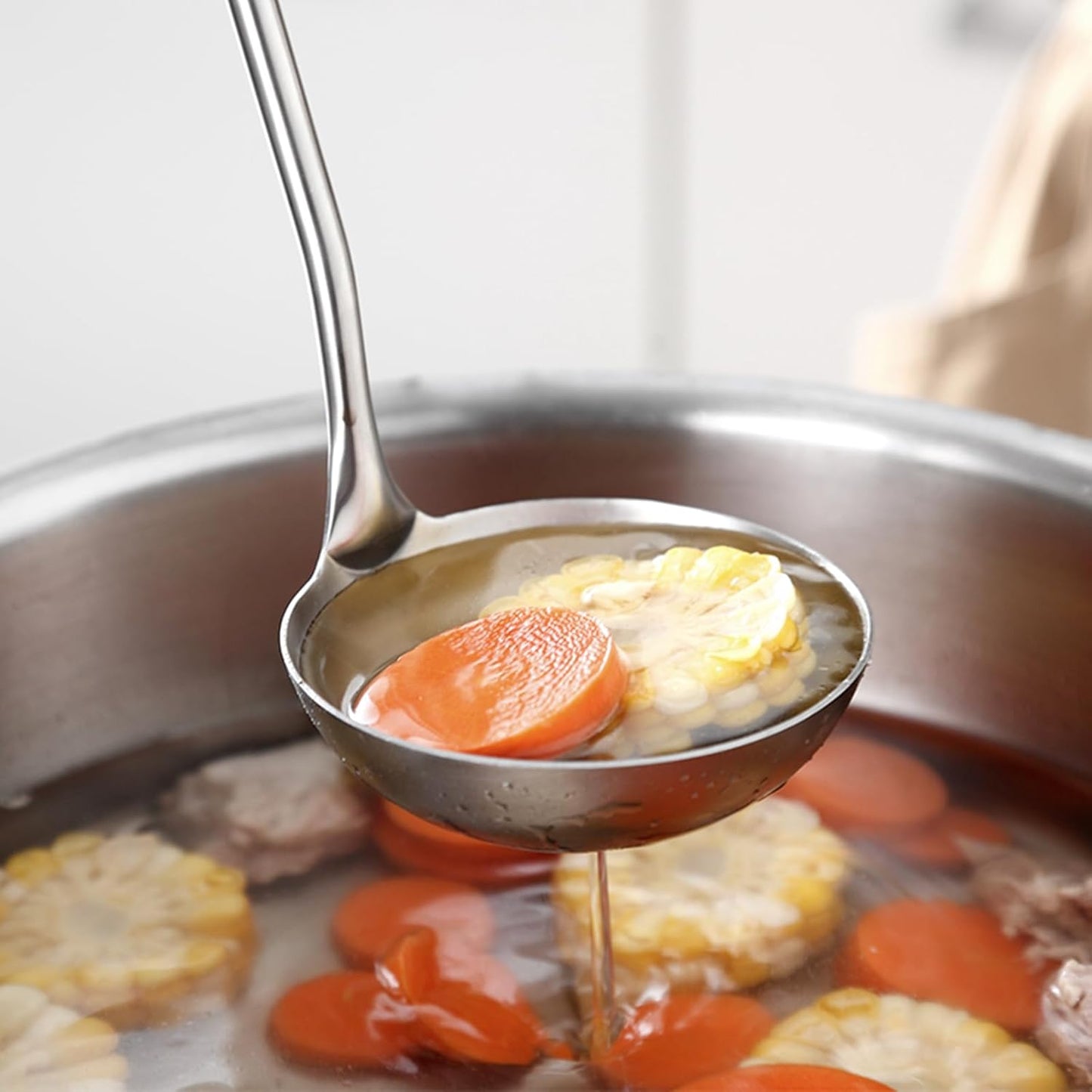 304 Stainless Steel Cooking Utensil Set 4-Piece Kitchen Utensils with Extra-Long Handles, Spatula,Ladle,Slotted Spoon,Slotted Spatula,One-Piece Construction, Ideal for Wok, Grilling, and Gifting