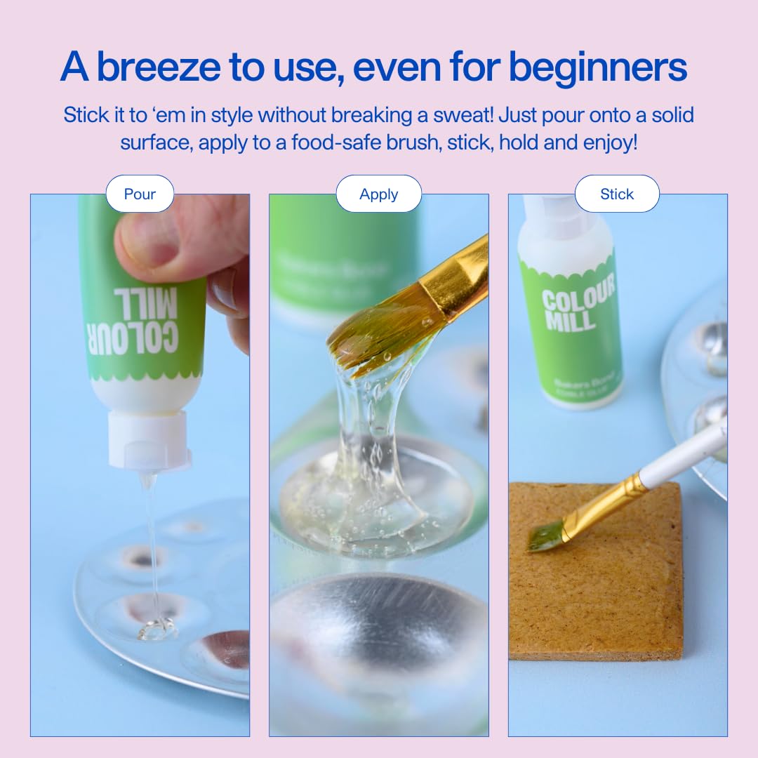 Colour Mill Edible Glue Cookie Decorating Supplies – 50 ML - Edible Adhesive for Baking, Decoration Bonding Gingerbread Frosting Decorating Supplies – Use with Fondant, Gum Paste, Chocolate, Marzipan