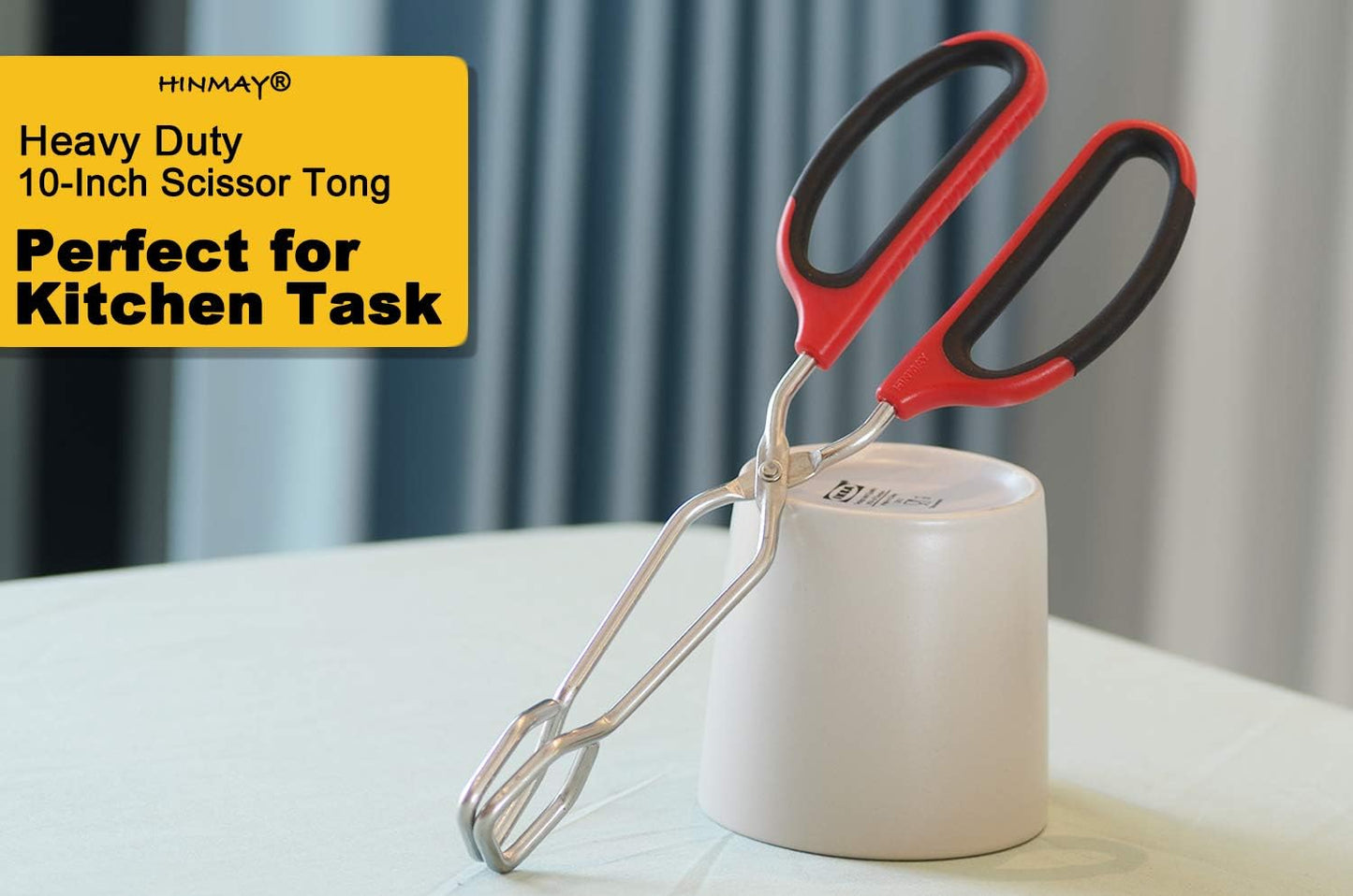 Stainless Steel Scissor Tongs with Comfort-Grip Handle 10-Inch