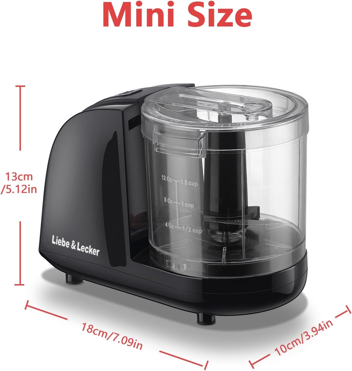 Liebe&Lecker 2 In 1 Mini Food Processor, 1.5 Cup Mini Chopper and Citrus Juicer for Cutting Vegetable, Meat and Squeezing Orange Juice