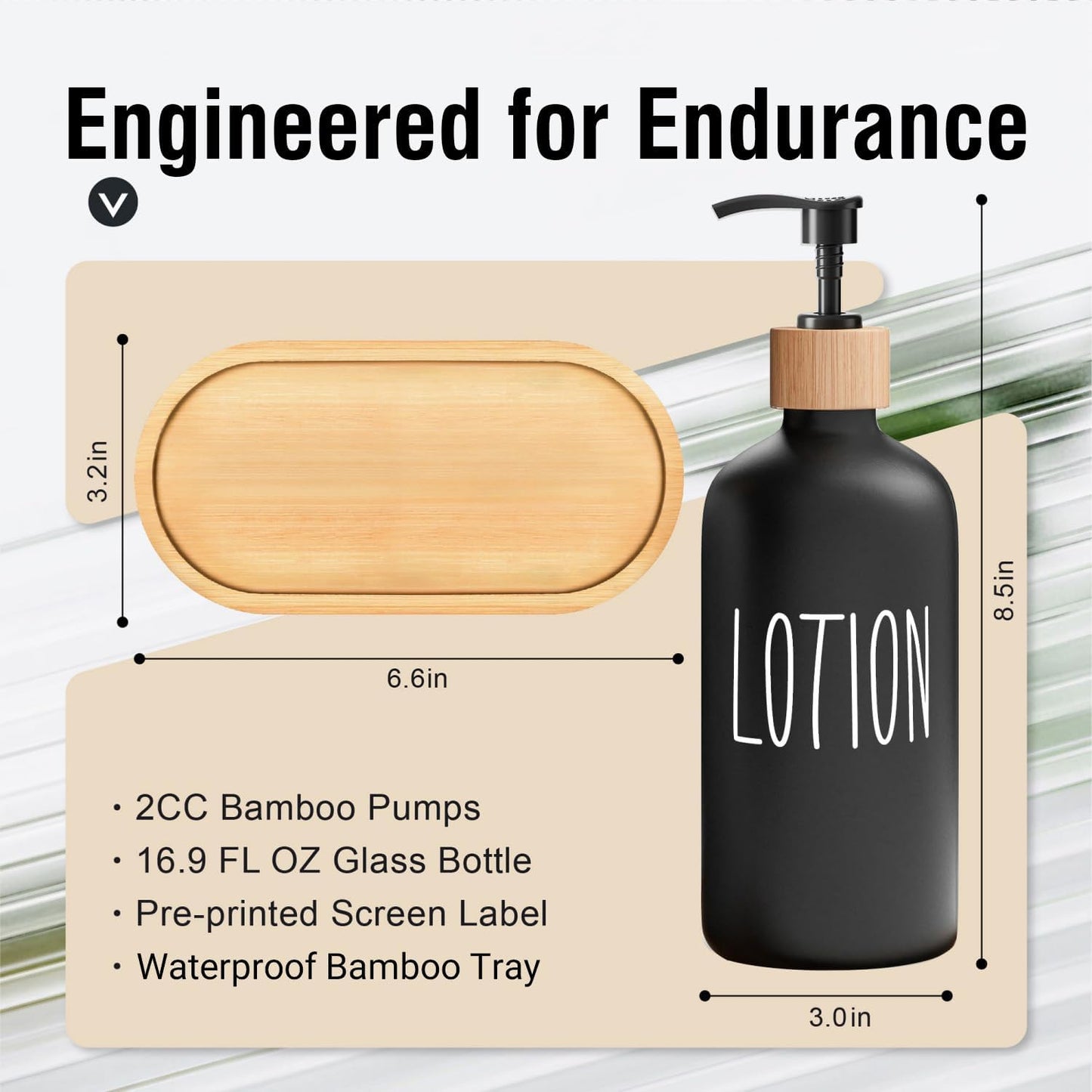 MOMEEMO Black Soap Dispenser Bathroom Set, Hand Soap and Lotion Set Suitable for Bathroom Decor. (Black)