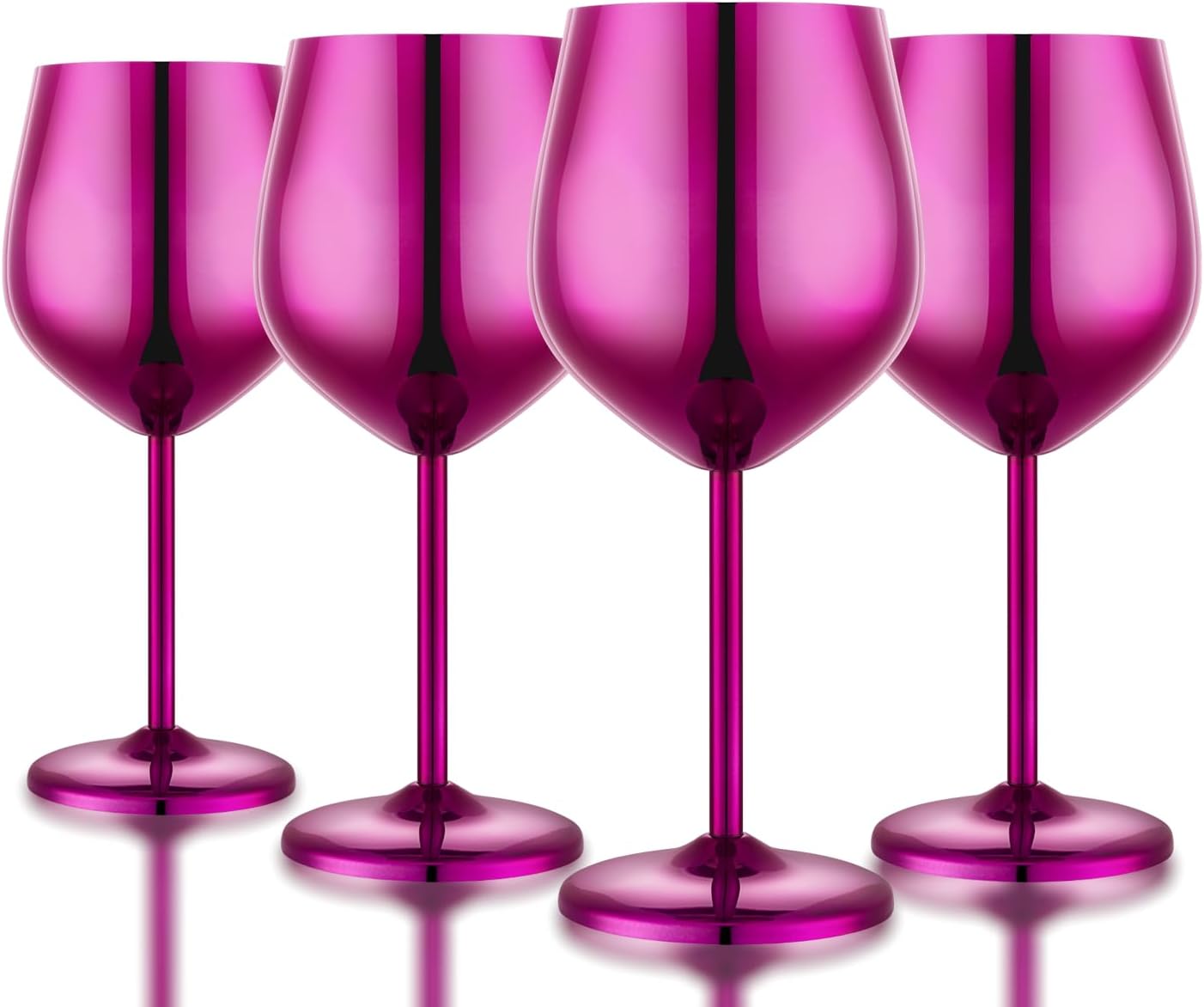 Stainless Steel Wine Glasses Set of 4 Unbreakable Purple Wine Glass 18 oz Unique Metal Wine Goblets for Outdoor, Travel, Camping, Pool, Ideal Gift for Wine Lovers