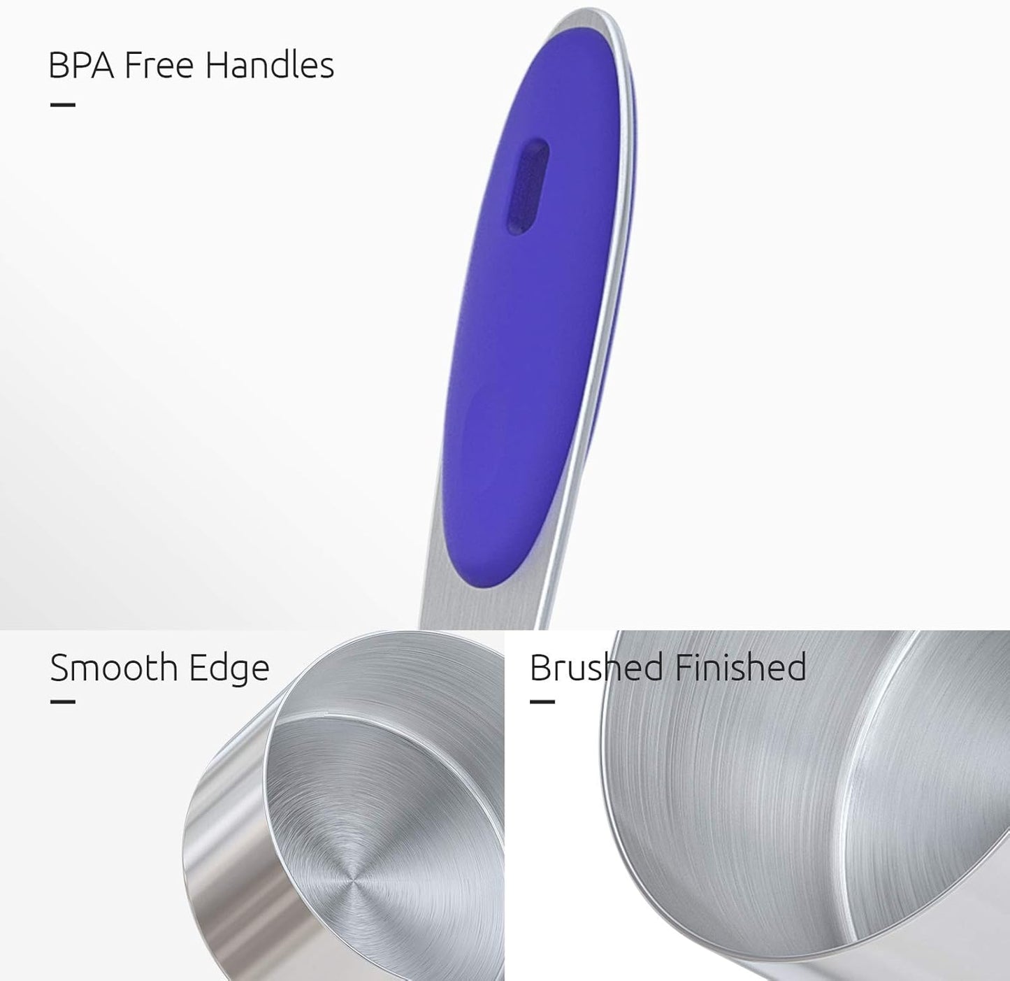 Measuring Cups : U-Taste 18/8 Stainless Steel Measuring Cups and Spoons Set of 10 Piece, Upgraded Thickness Handle(Blue)