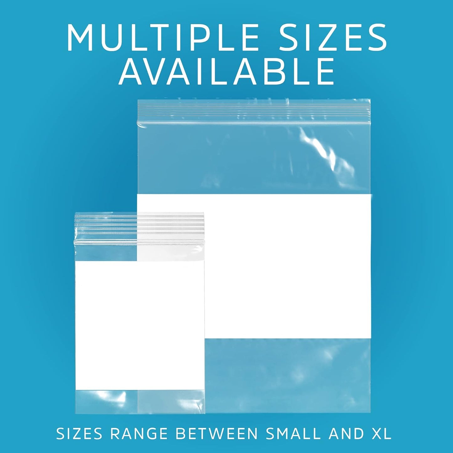 1000 Count, 5" x 5" Zip Bags, 2 Mil Thick Clear Plastic Reclosable Zipper Lock Bags with Write-on White Block, with Resealable Zip Top Lock for Food Storage, Jewelry, Candy.