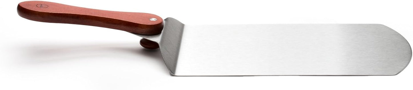 Outset Stainless Steel Pizza Peel with Collapsible Rosewood Handle, 20-Inch Overall, 12-Inch x 7.75-Inch Spatula Area, Silver