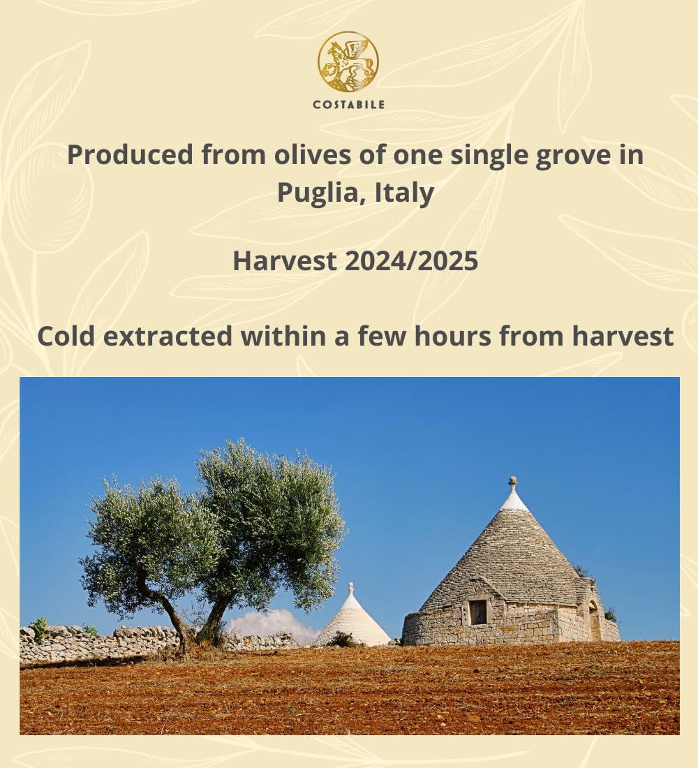 Butter Flavored Olive Oil from Italy - Organic Extra Virgin Butter Olive Oil Ideal for Baking, Cooking and Popcorn Seasoning - COSTABILE 8.45 Fl. Oz.