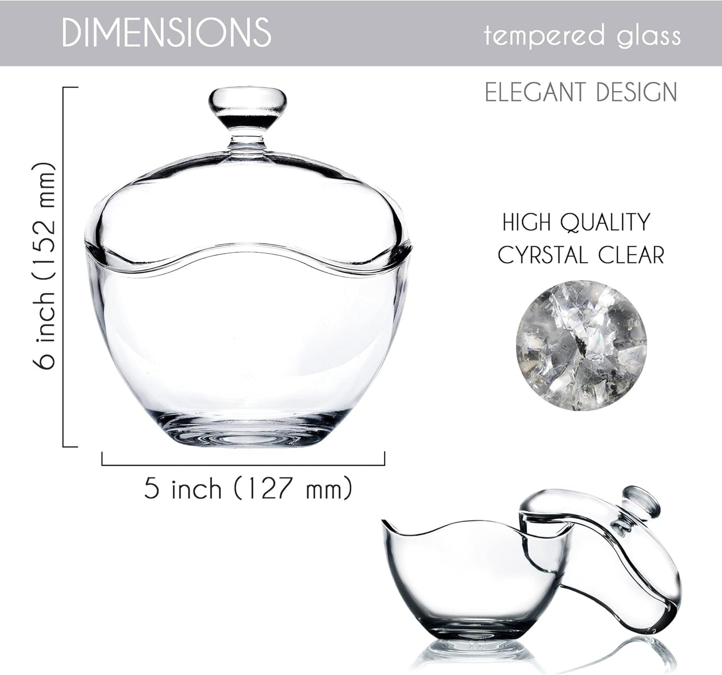 Glass Candy Dish with Lid – Decorative Food Storage Container & Apothecary Cookie Jar🍬đźŤ