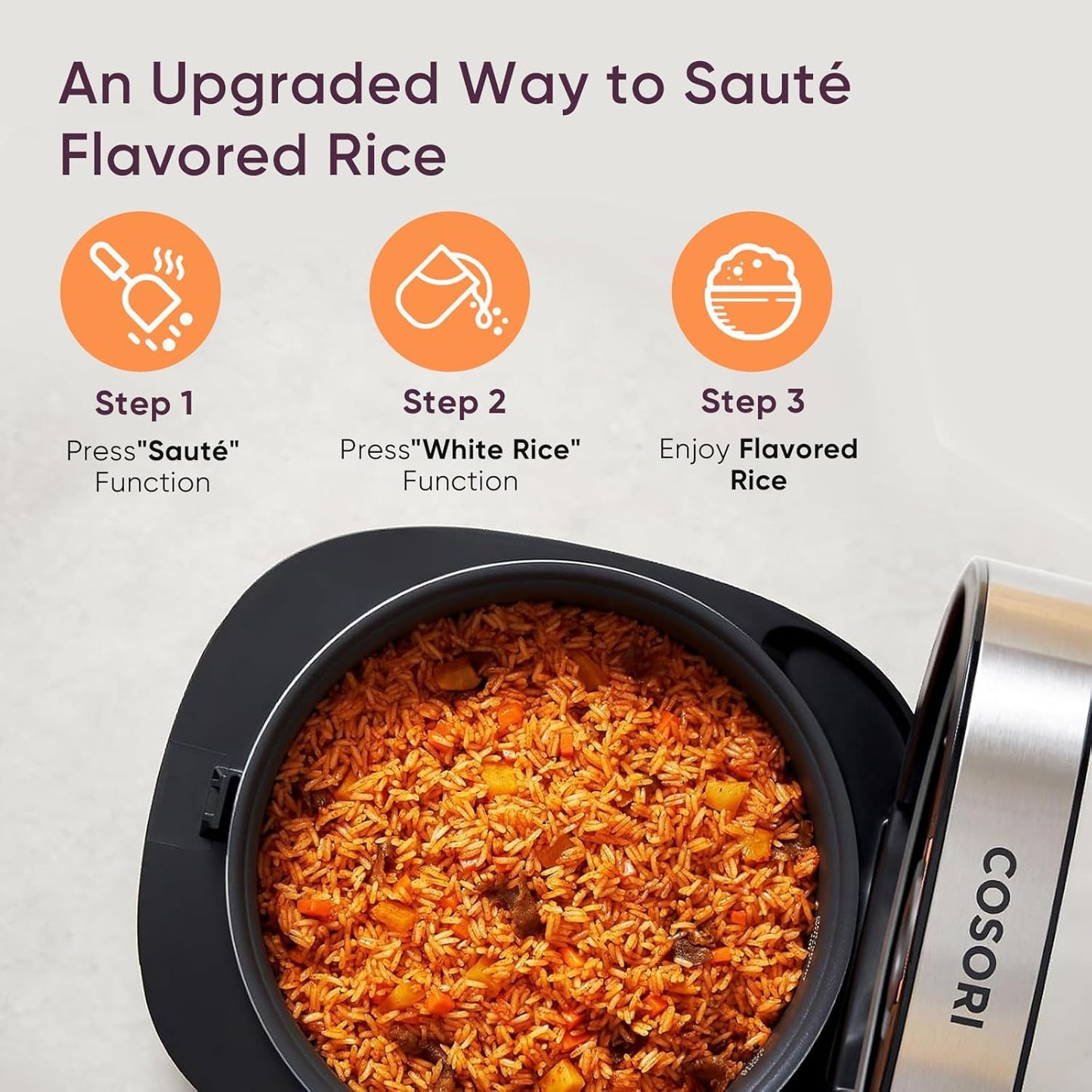 COSORI Rice Cooker 10 Cup, 24h Keep Warm, Non-stick Ceramic Inner Pot, 18 Functions Fuzzy Logic Rice Maker with Stainless Steel Steamer Basket, Sautรฉ, Slow Cooker, Black