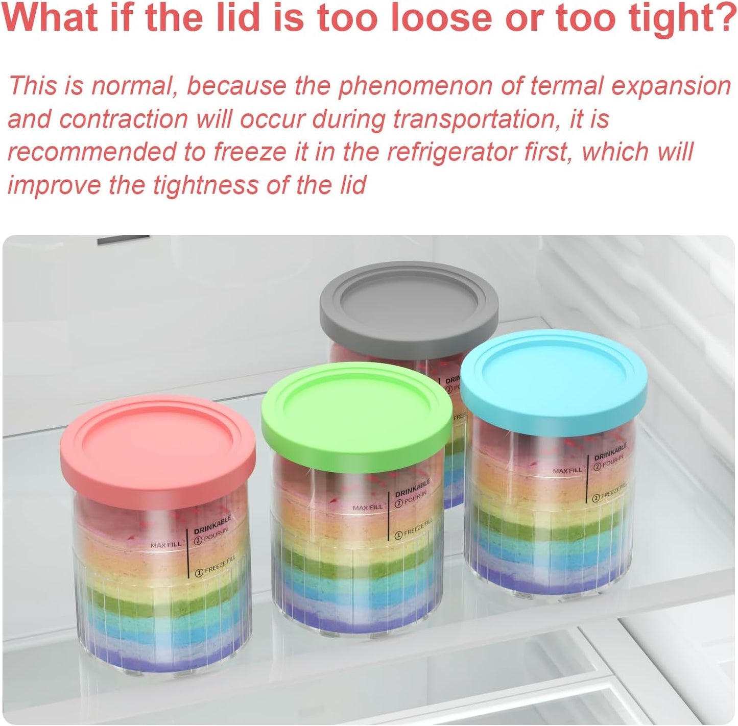 Containers Replacement for Ninja Creami Deluxe Pints and Lids - 4 Pack,Creamy Ice Cream Containers Cups Set,24oz Family Size Compatible with Ninja Ice Cream Maker NC500/NC501 Series Dishwasher Safe