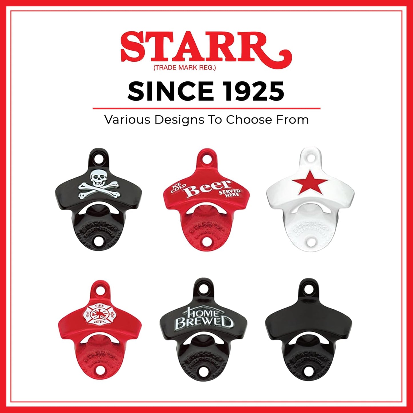 STARR "X" Fireman Shield Wall Mounted Bottle Opener | Heavy-Duty Bottle Opener Wall Mounted for Home Bar, Man Cave, and Patio | Easy Cap Removal, Red