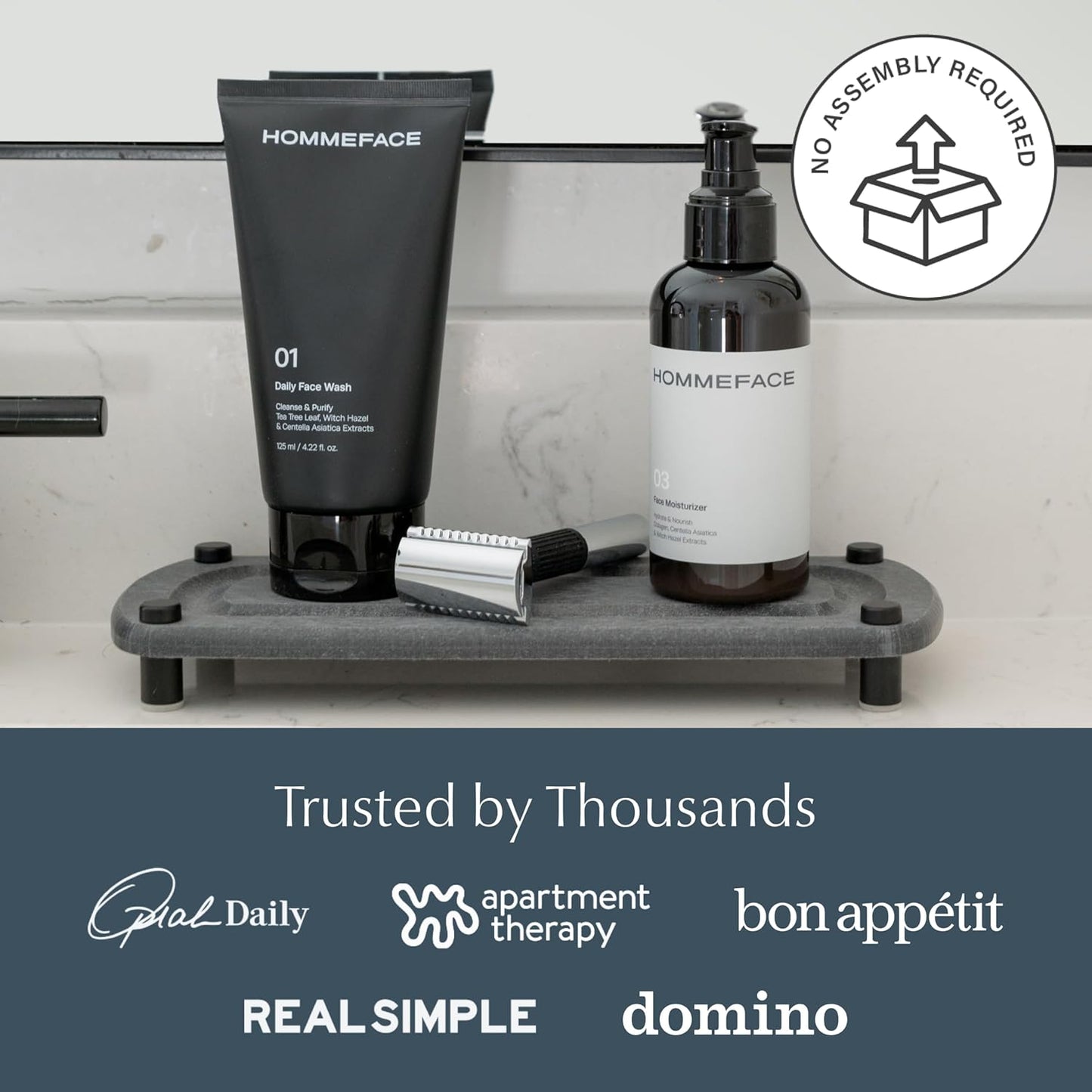 Dorai Home Sink Caddy – Water-Absorbing Stone Tray for Sink, Stainless Steel Feet, Fast-Drying, Slate