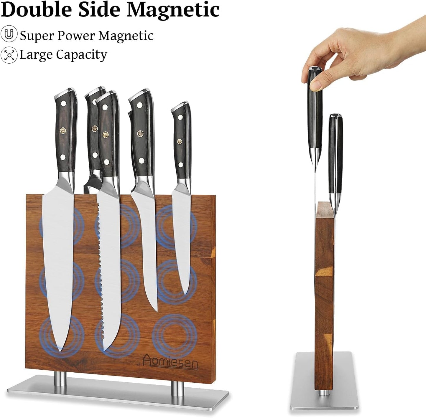Strong Magnetic Knife Block - Magnetic Knife Holder for Kitchen Organization, Knife Block with Powerful Magnet (Square steel bottom knife block)