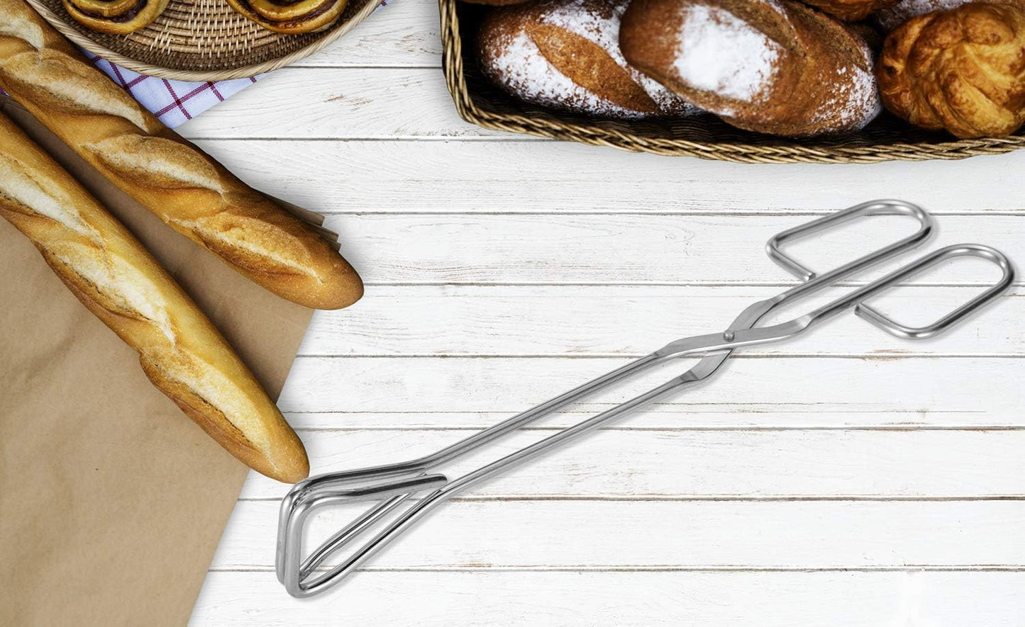 11-Inch Heavy Duty Stainless Steel Kitchen Tongs - Comfortable Ergonomic Grip, Scissor Design, Heat Resistant for BBQ and Cooking, Set of 2