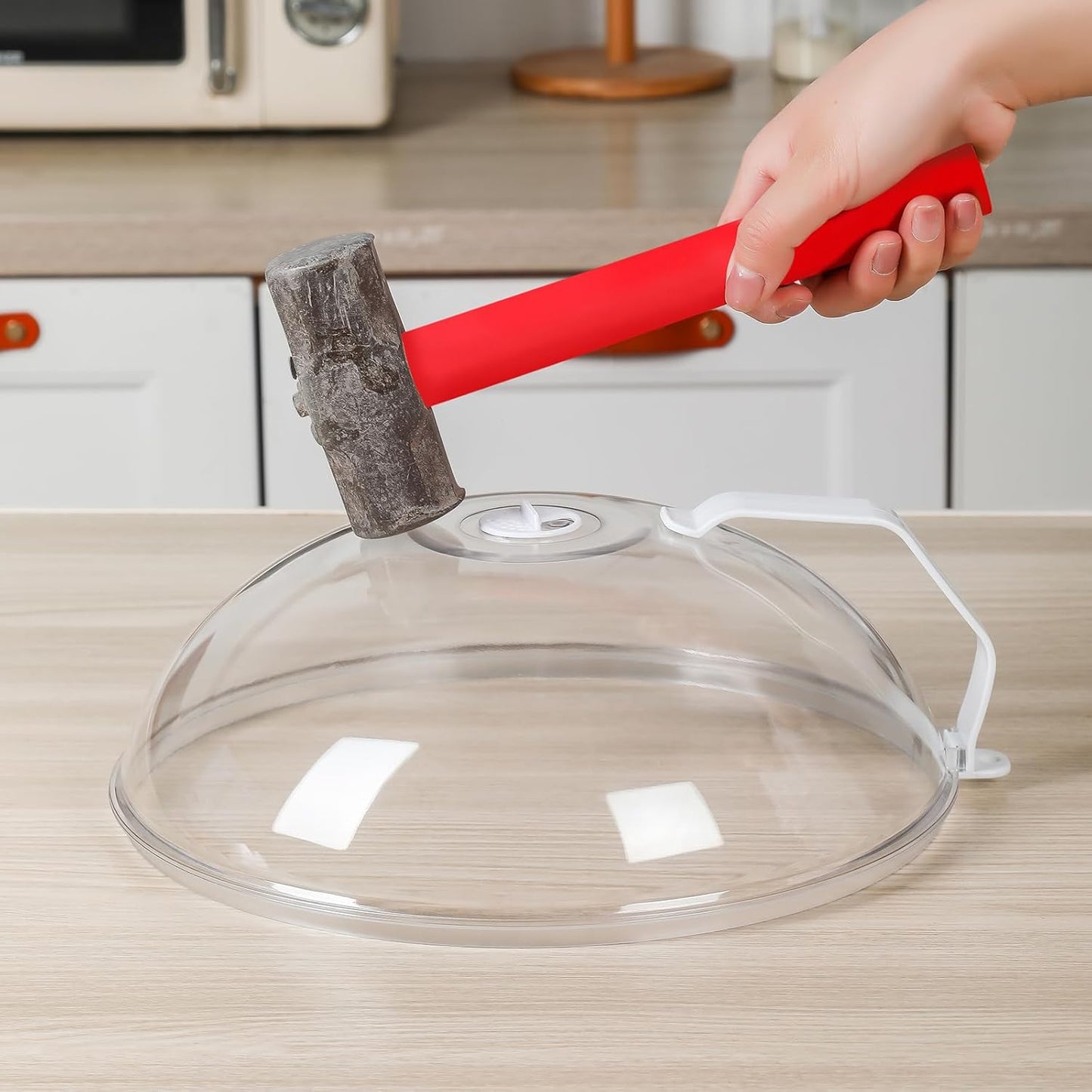 WENWELL Microwave Splatter Cover for Food 12",Large Clear Microwave Splash Guard Cooker lid with Handle,Dish bowl Plate Serving Cover Home Kitchen Essential,BPA-Free,Saft Plastic