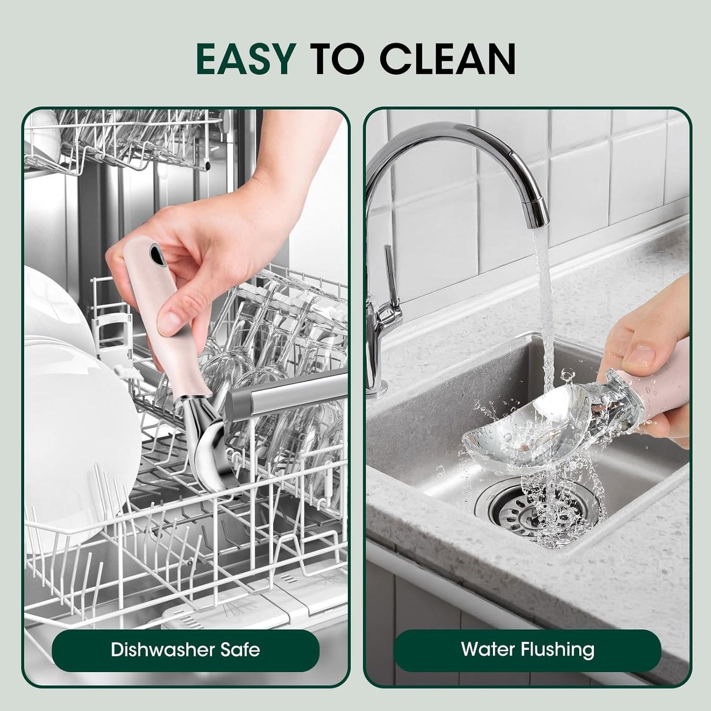 Beneno Heavy Duty Ice Cream Scoop - Upgraded Anti-Fracture Design, Comfortable Grip Long Handle, Effortless Scooping & Dishwasher Safe, Pink