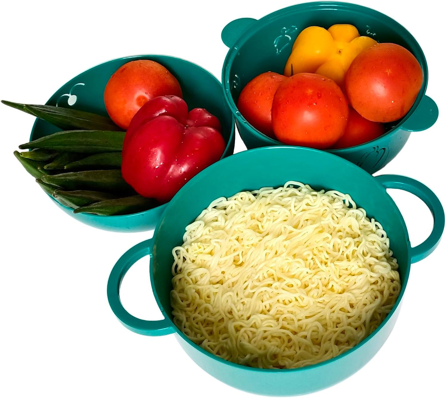 68 OZ Microwave Ramen Bowl, Noodle Cooker, Steamer for Cooking Food and Vegetables with Removable Strainer, Green