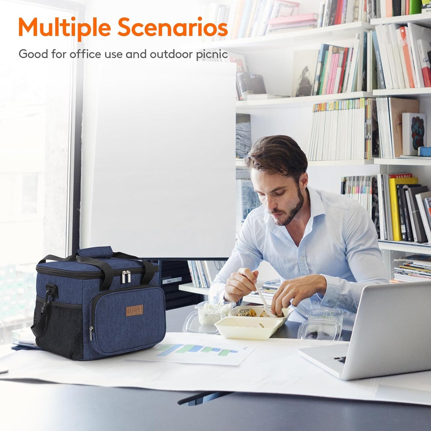 Lifewit Large Lunch Bag Insulated Lunch Box Soft Cooler Cooling Tote for Adult Men Women, Dark Gray 40-Can (24L)