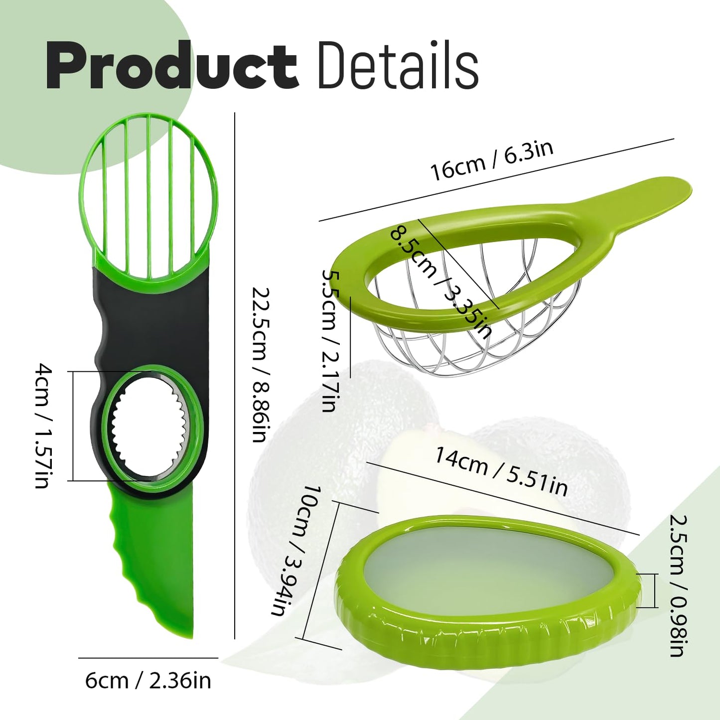 3-Piece Avocado Slicer and Storage Container Set